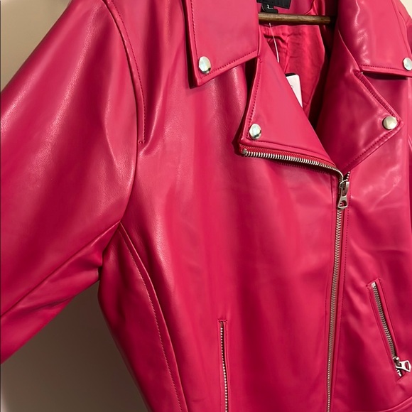 Torrid Pink Faux Leather Moto Jacket, Size 2 - Picture 4 of 8